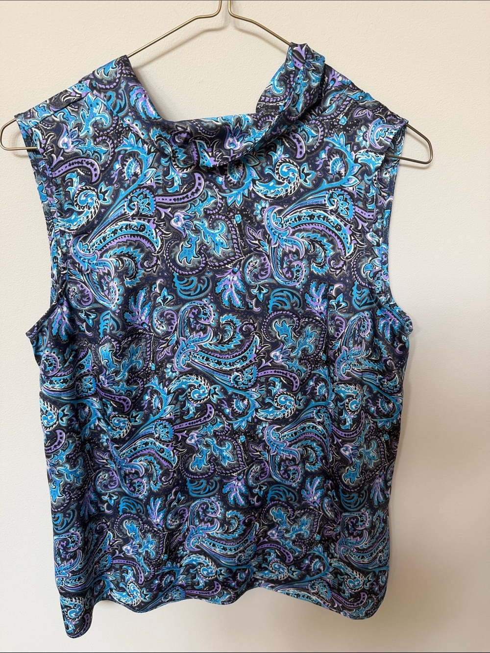 Talbots Sleeveless Paisley Shell Top in Teal & Purple